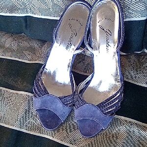 Garolini Suede Slingback Heels With Purple Rhinestones. Size 8.5